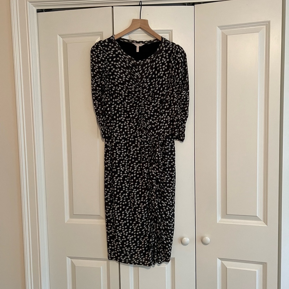 Rebecca Taylor Floral Fizz Ruched Midi Dress